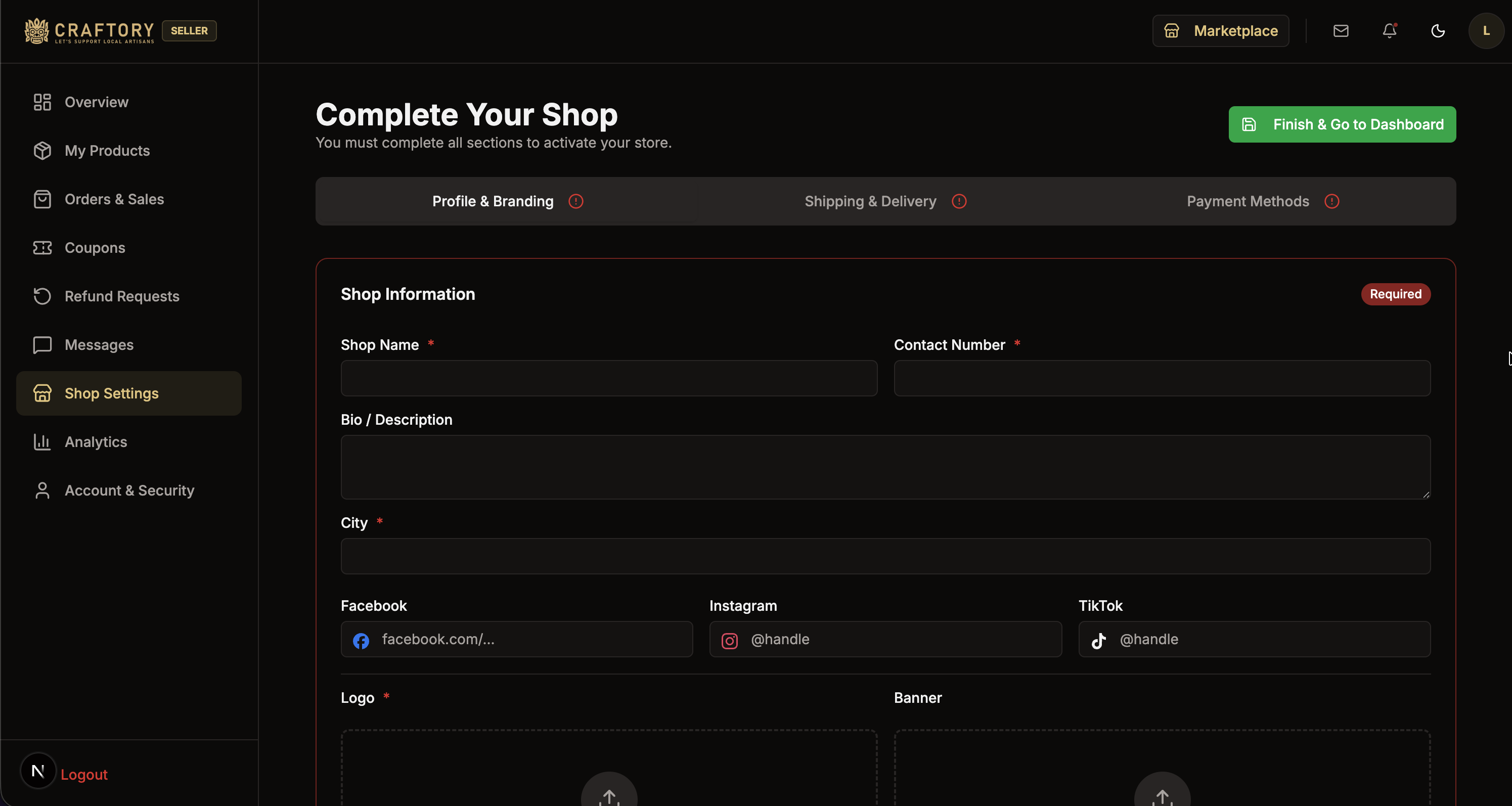 Profile Settings Screen